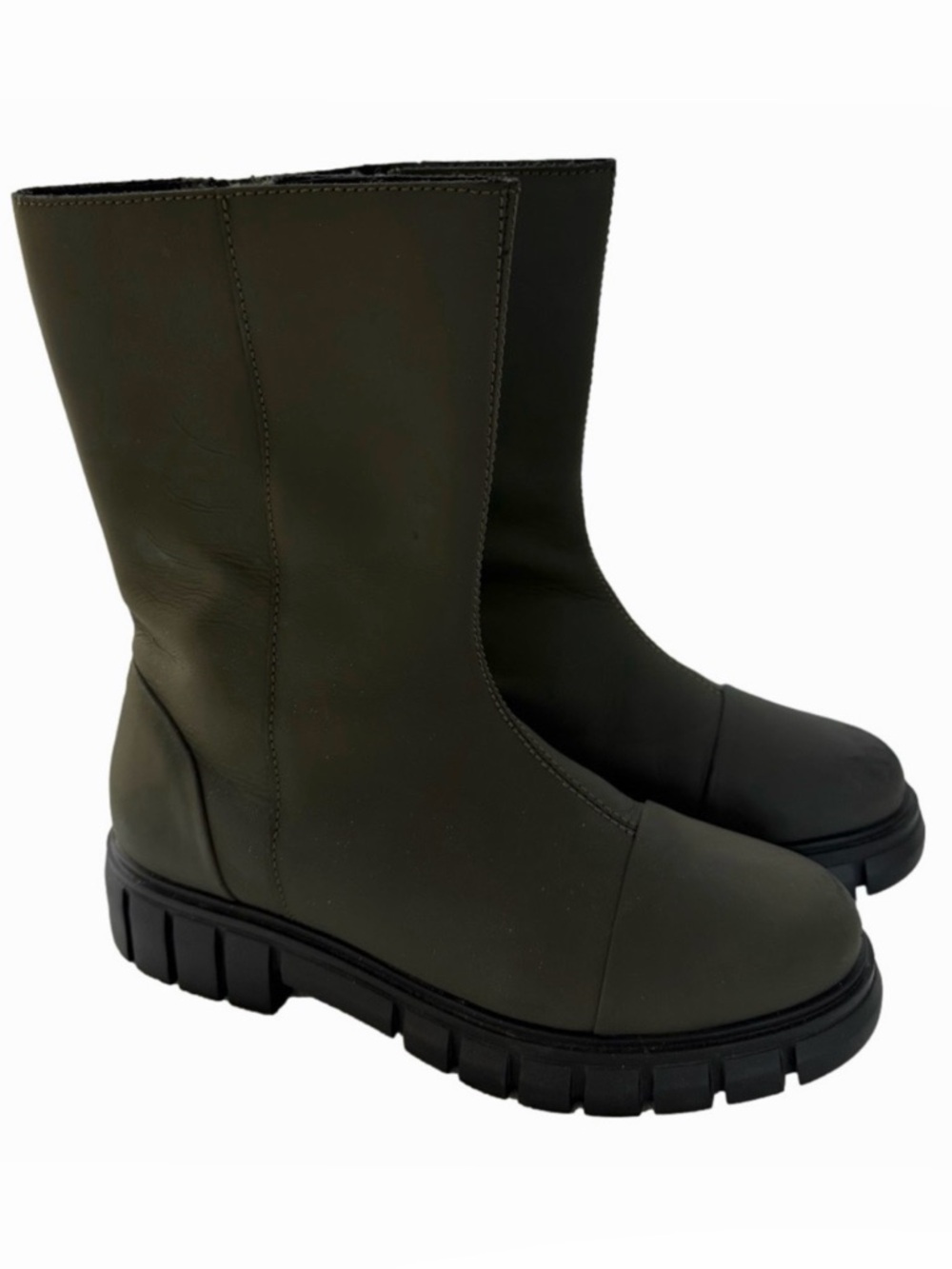free People Shoe The Bear Rebel High Shaft Sz 40 Mat Leather Boot Khaki Green